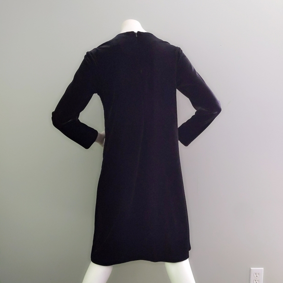 Vintage 1990s Black Velvet Crewneck Trapeze Skater Dress S M - Picture 4 of 5